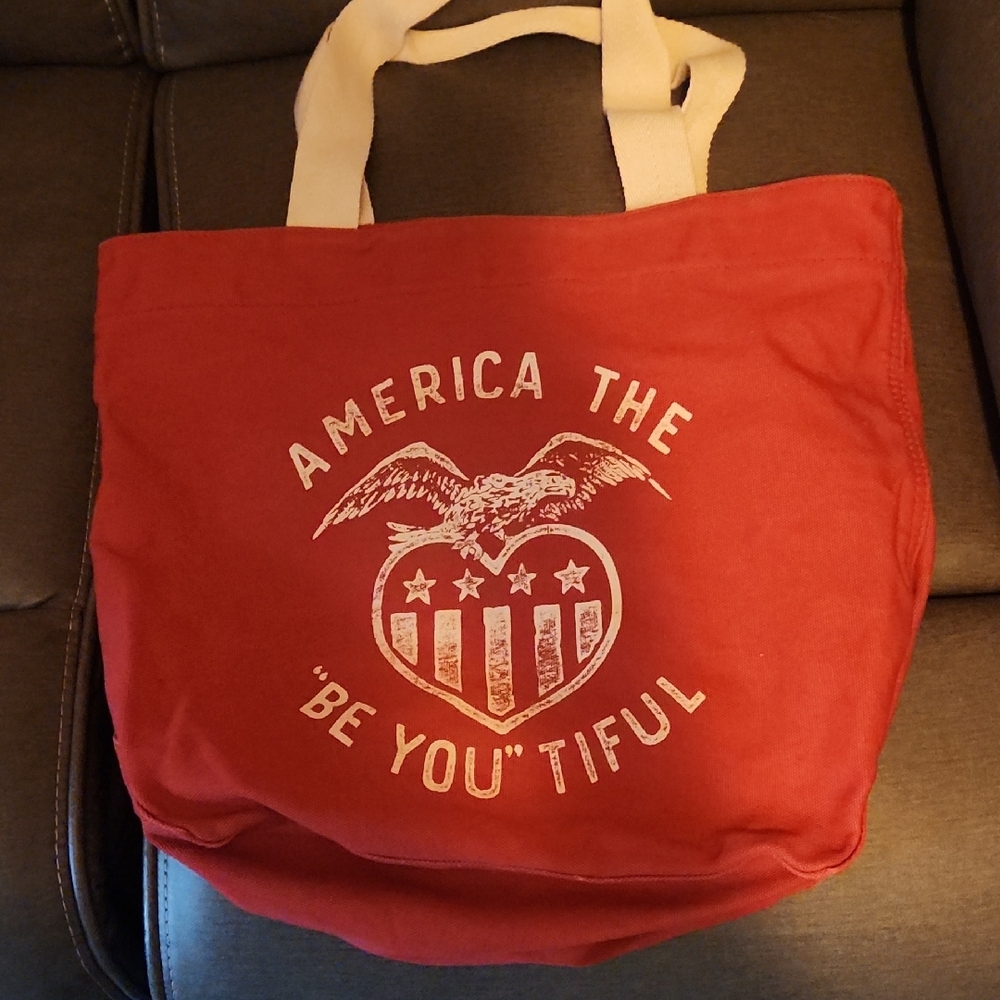 Red Tote Bag with Patriotic Design